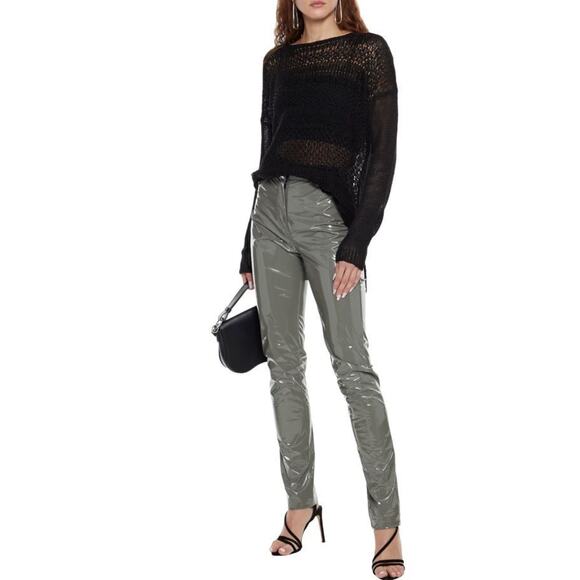 Helmut Lang Women's Open Knit Linen Side Slit Sweater in Black Medium MSRP $530 - Picture 1 of 6